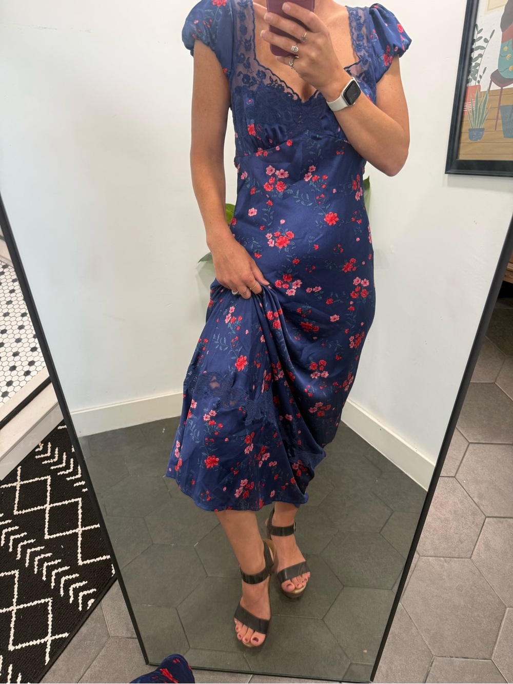 Free People Navy Maxi Dress with Red Floral Print - Picture 5 of 10